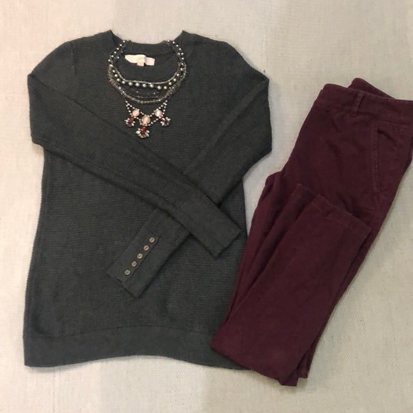LOFT crew neck charcoal gray sweater S - Picture 1 of 7